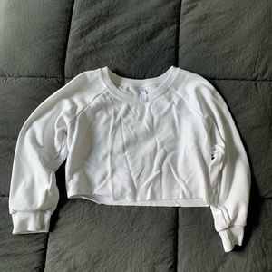American apparel white 3/4 sleeve crop top